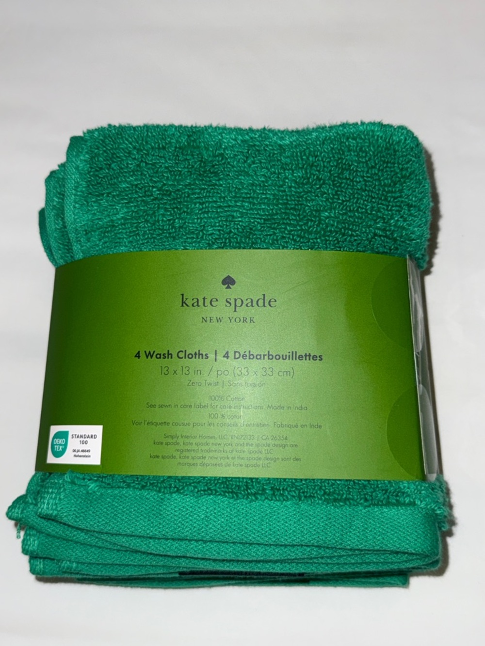 kate spade Bright Green Wash Cloth Set - Picture 2 of 10